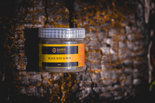 Baorri natural black seed body and face scrub - clarifying exfoliant for acne control , detox and glowing skin